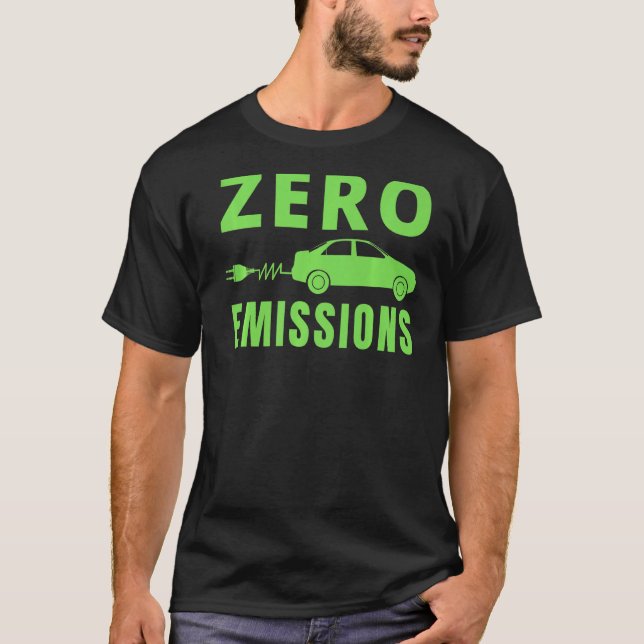 Camiseta Emissões A Zero 100 Do Tempo Do Carro Elétrico EV (Frente)