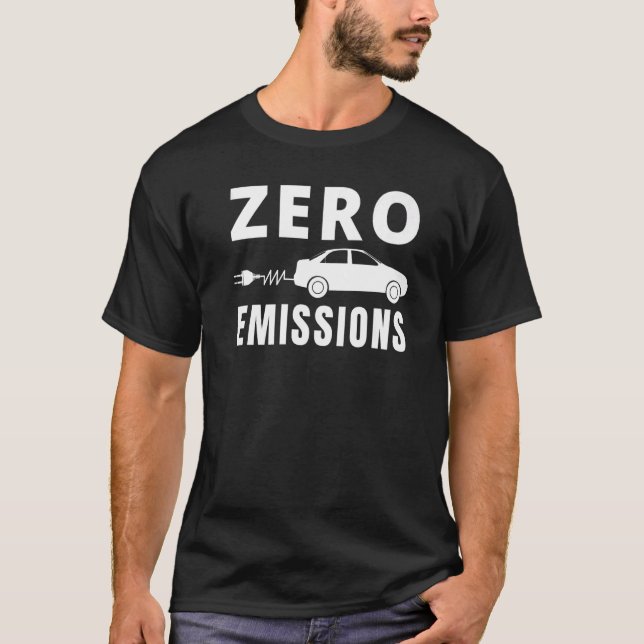 Camiseta Emissões A Zero 100 Do Tempo Do Carro Elétrico EV (Frente)