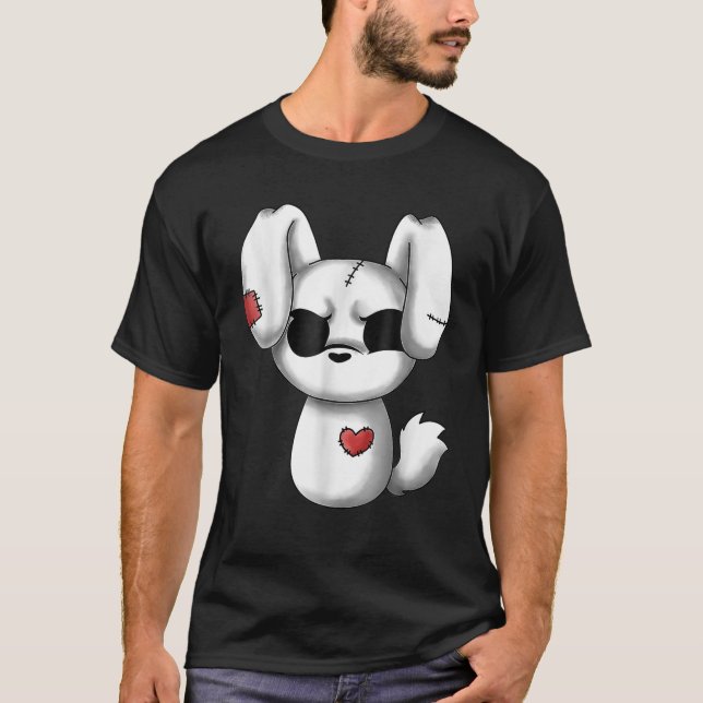 Camiseta Emo Chibi Kawaii Páscoa Gótico Emo Bunny (Frente)