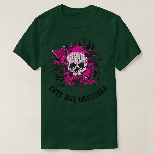 Camiseta Emo e Gótico Engraçado, mas instável borboleta ros (Frente do Design)