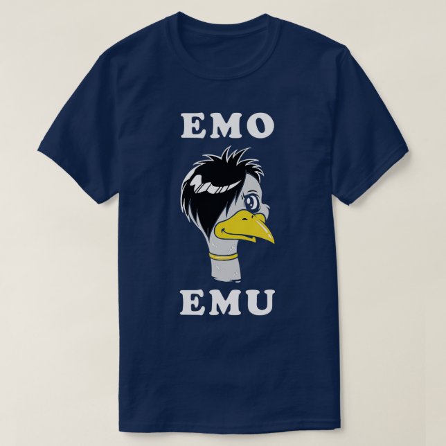 Camiseta Emo Emu Engraçado Gótico De Metal Emu Bird (Frente do Design)