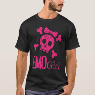 Camiseta Emo Girl Pink Skull Com Arco Tie Emo Gótico Emotio
