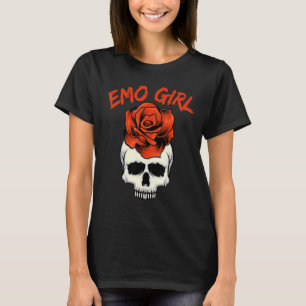 Camiseta Emo Girl Pink Skull Com Rosa Emo Gótico Emocional