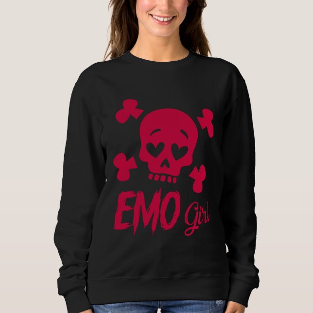 Camiseta Emo Girl Pink Skull Goth Scene Kid Emo Music 2000s (Frente)