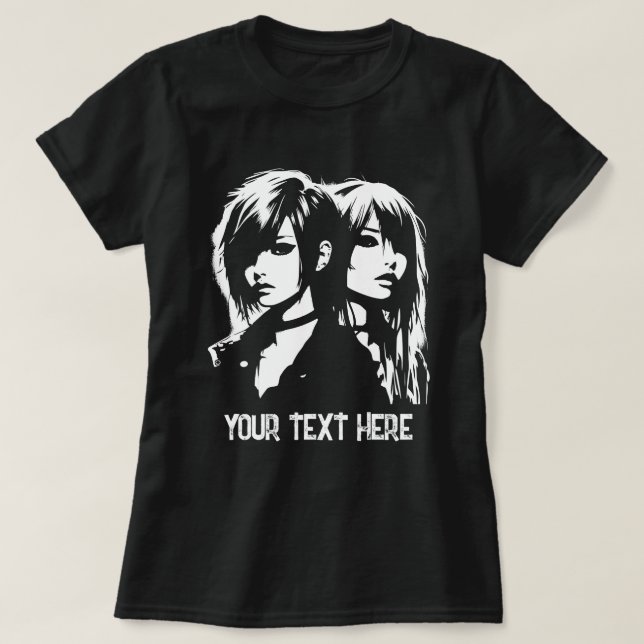 Camiseta Emo Girl Stencil Art Personalizado Texto Citação G (Frente do Design)
