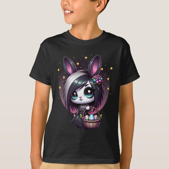 Camiseta Emo Páscoa Coelhinha Bonita Gótico Whimsigoth Egg  (Frente)