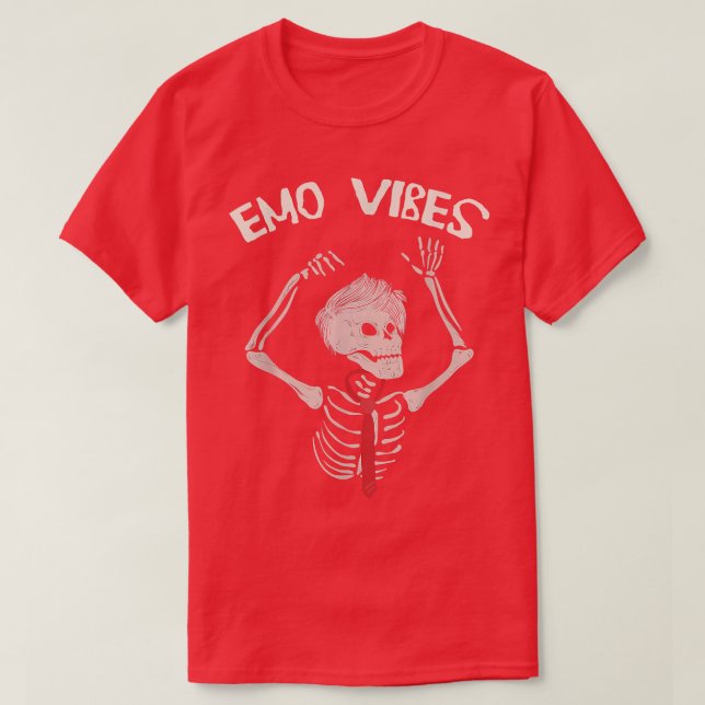 Camiseta Emo vibes, funny goth skeleton red tie for elder g (Frente do Design)