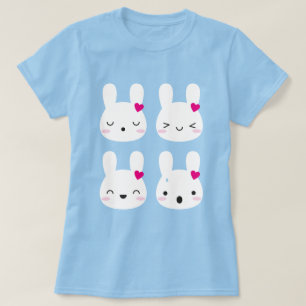 Camiseta Emoções de Coelhinhos Kawaii