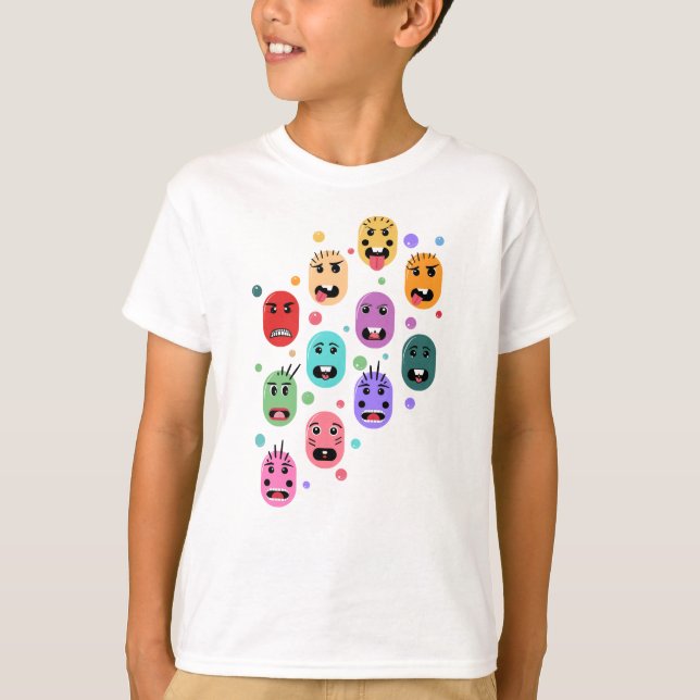 Camiseta Emoções Rostos Coloridos (Frente)