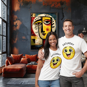 Camiseta Emoji Animado Design de Humor de Sábado