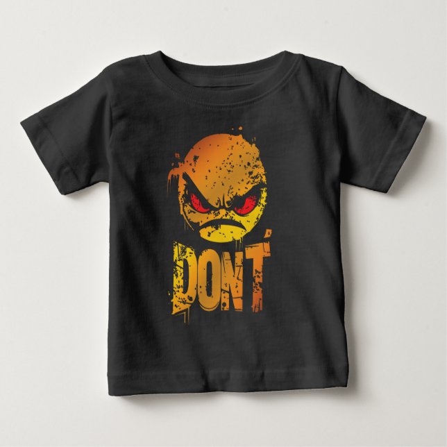 Camiseta Emoji Bravo com Raiva com texto 'NÃO' (Frente)