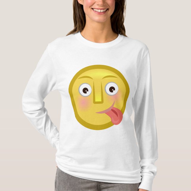 Camiseta Emoji Cara Bobona com Língua para Fora (Frente)