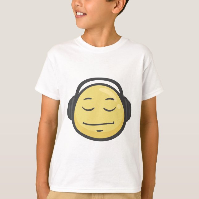Camiseta Emoji: Cara dos fones de ouvido (Frente)