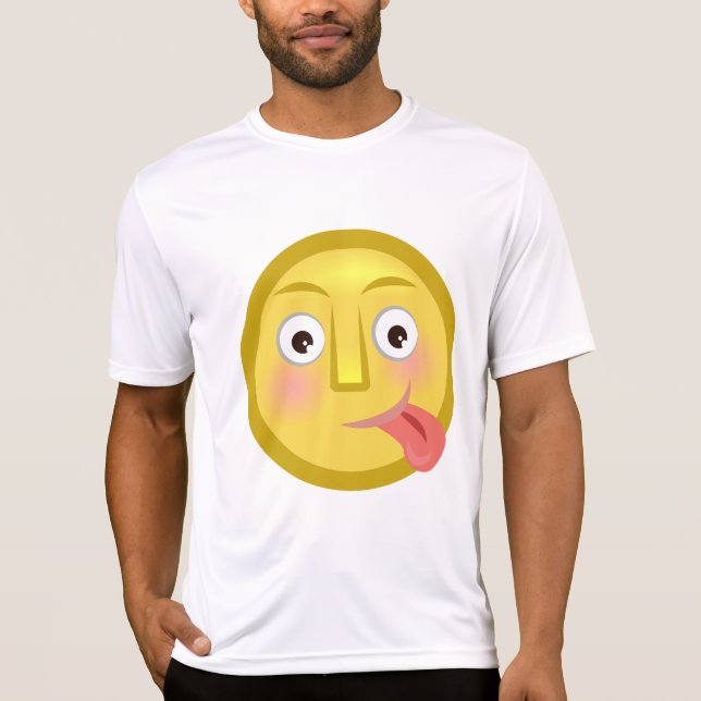 Camiseta Emoji Cara Engraçada com Língua para Fora (Frente)