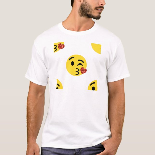 Camiseta emoji de beijo brilhante (Frente)