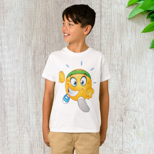 Camiseta Emoji de corrida feliz desenho animado corredor