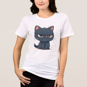 Camiseta Emoji de Gato Preto Mal-Humorado