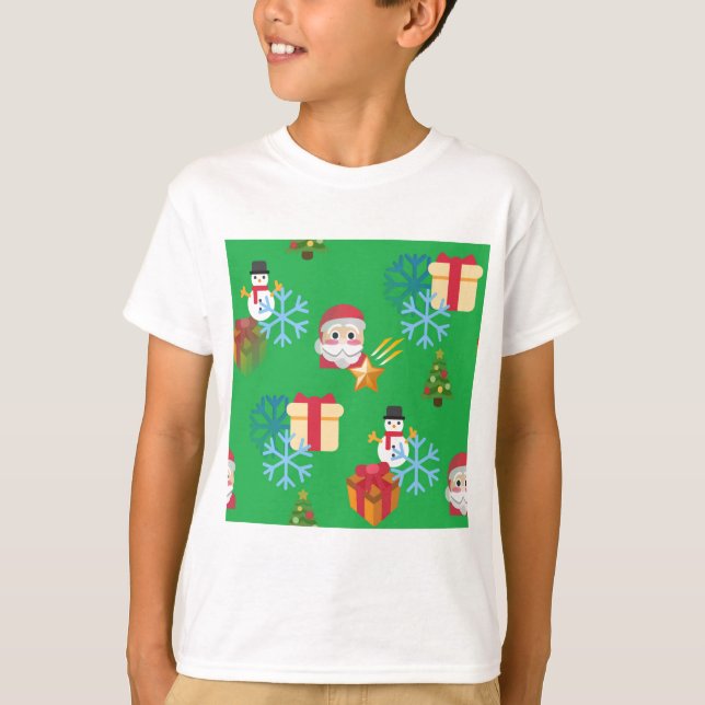 Camiseta emoji de natal verde (Frente)