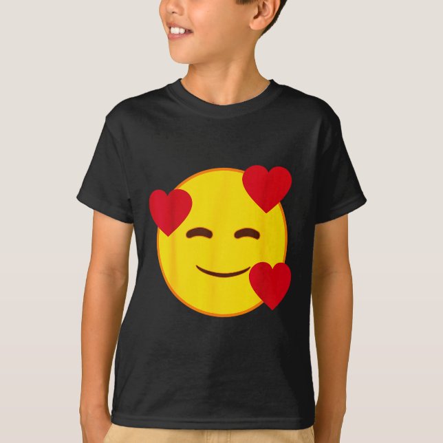 Camiseta Emoji Floating Hearts Yellow Smile Face  (Frente)