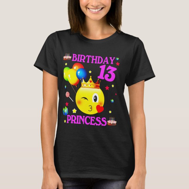Camiseta Emoji Garota 13 de Aniversário de 13 Anos (Frente)
