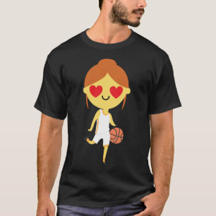 Camiseta Emoji, garota de basquete