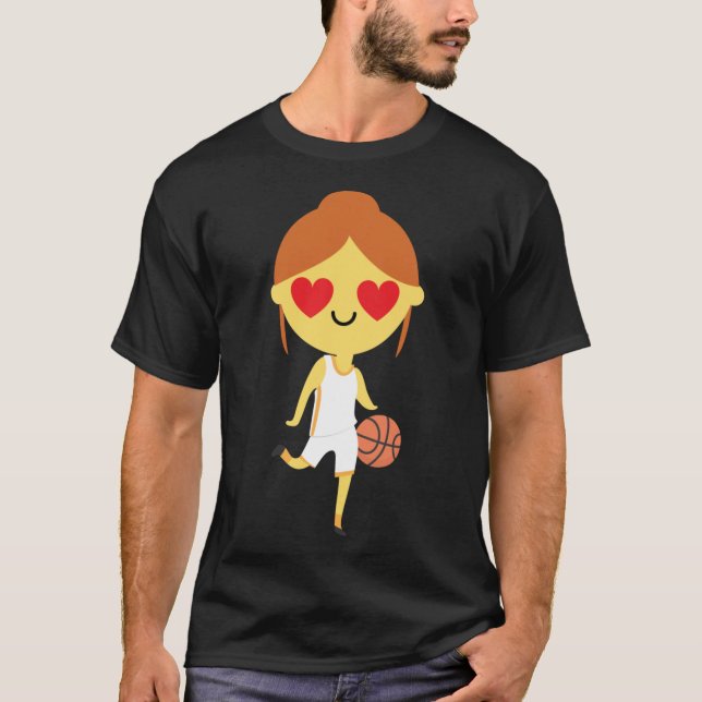 Camiseta Emoji, garota de basquete (Frente)