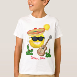 Camiseta Emoji mexicano personalizado em Sombrero e violão