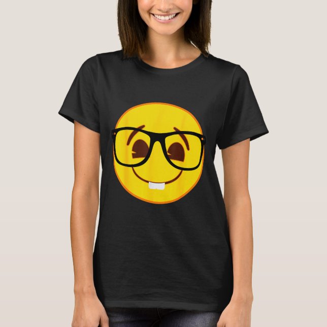 Camiseta Emoji Nerd Gles Yellow Smile Face  (Frente)