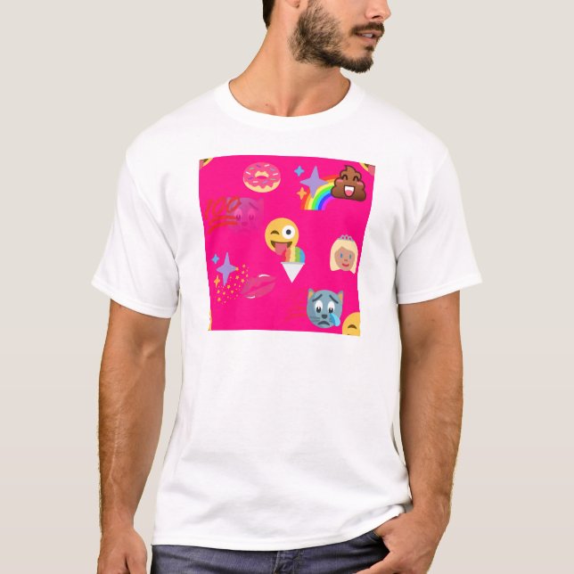 Camiseta emoji rosa quente (Frente)