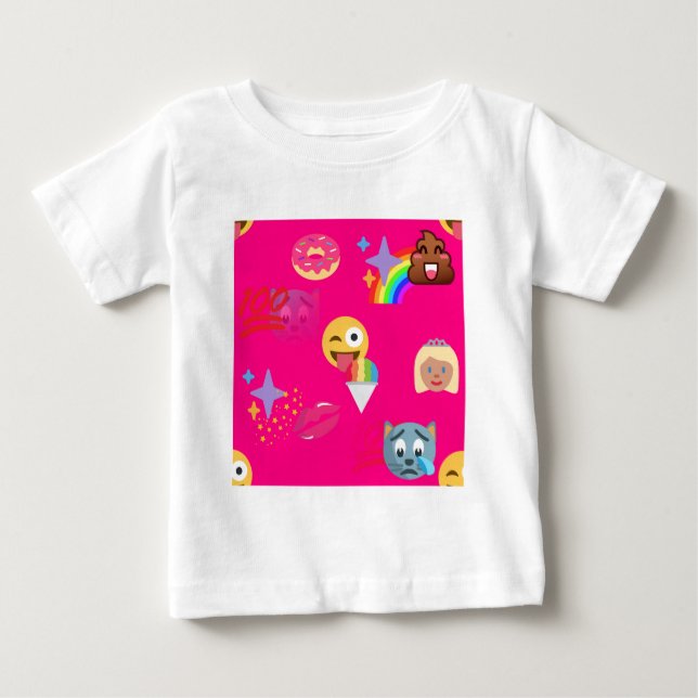 Camiseta emoji rosa quente (Frente)