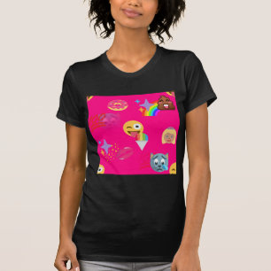 Camiseta emoji rosa quente