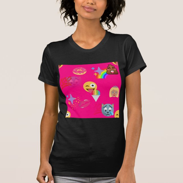 Camiseta emoji rosa quente (Frente)