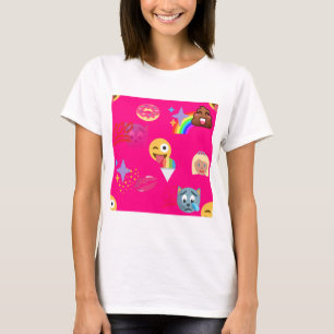 Camiseta emoji rosa quente