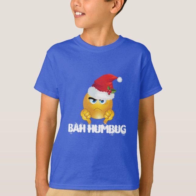 Camiseta Emoji Shirt Bah Humbug, Papais noeis de Menino (Frente)