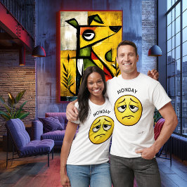Camiseta Emoji Triste Segunda-feira Humor Rosto Emocional M