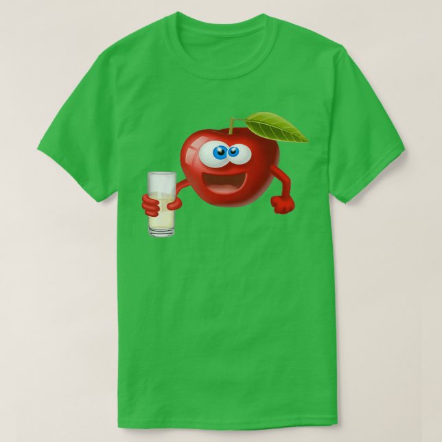 Camiseta Emoticão de uma maçã com fruta fofa (Frente do Design)