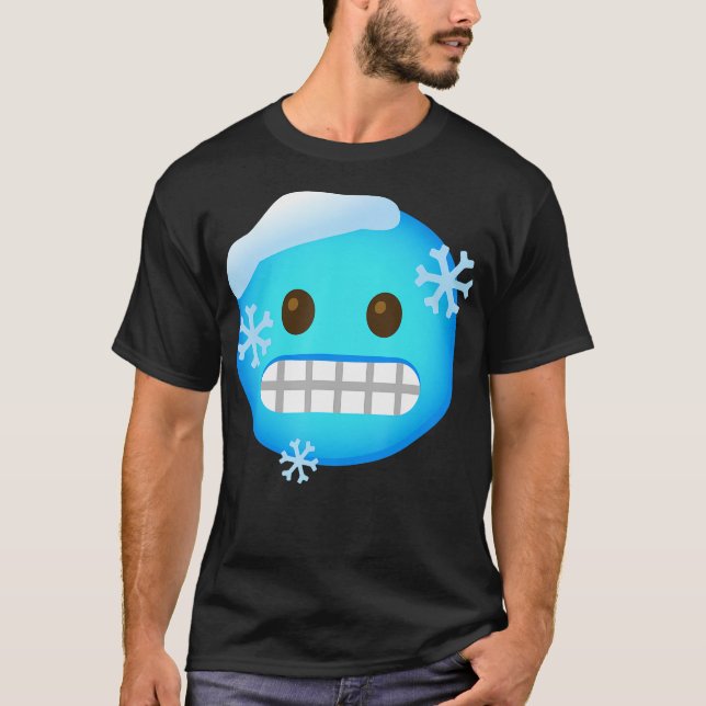 Camiseta Emoticon Congelando Frio Face (Frente)