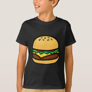 Camiseta Emoticon de Cheeseburger Hambúrguer Queijo Bbq 