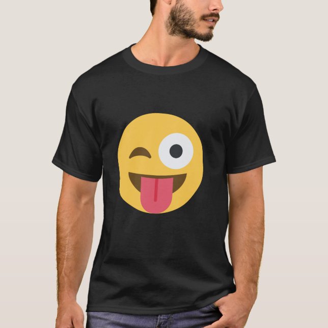 Camiseta Emoticon piscando cara com língua (Frente)