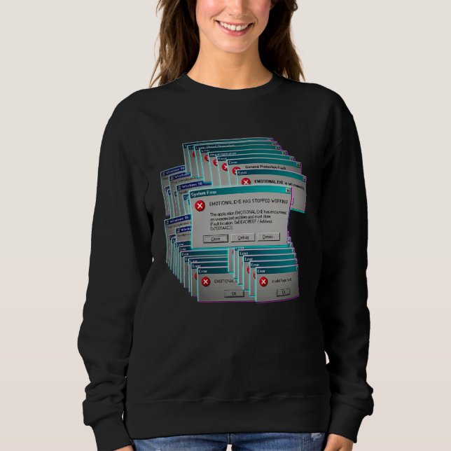 Camiseta Emotional.exe Parou de Funcionar Computador Retro  (Frente)