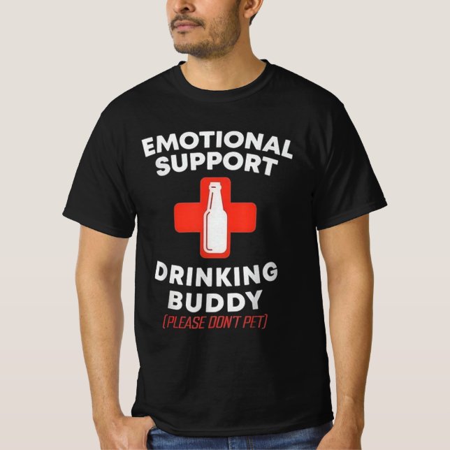 Camiseta Emotional Support Drinking Buddy Funny Beer  (Frente)