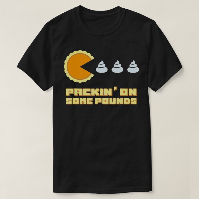 Camiseta Empacotando em alguns quilos, 8 bits, 80 anos, gra (Frente do Design)