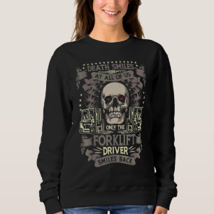 Camiseta Empilhadeira Caveira Morte Sorri Para Todos Nós Em