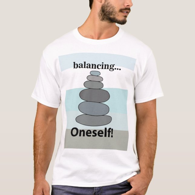 Camiseta Empilhamento de Pedra Balanceando Pedra (Frente)