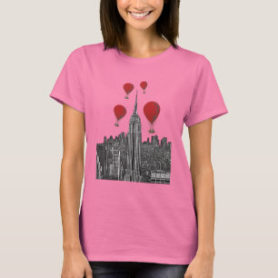 Camiseta Empire State Building e Red Hot Air Balloons