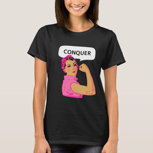 Camiseta Empoderamento Feminino & Conquistar Texto Editável (Frente)