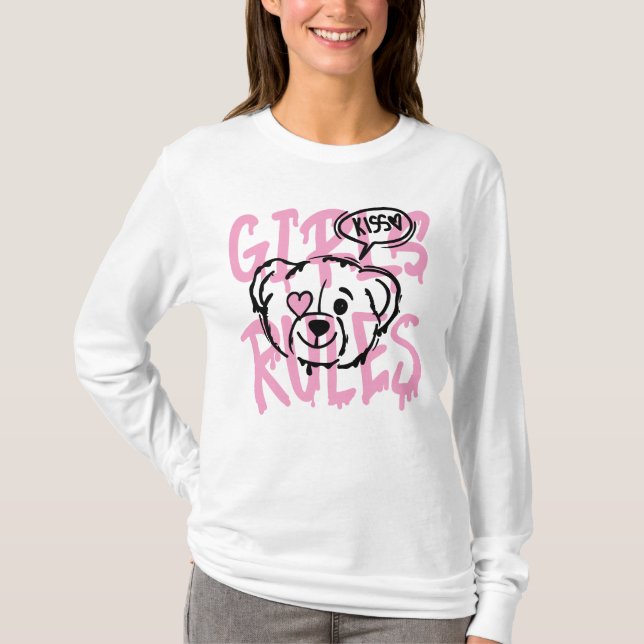 Camiseta Empoderando Mulheres: Arte GIRLS RULES (Frente)