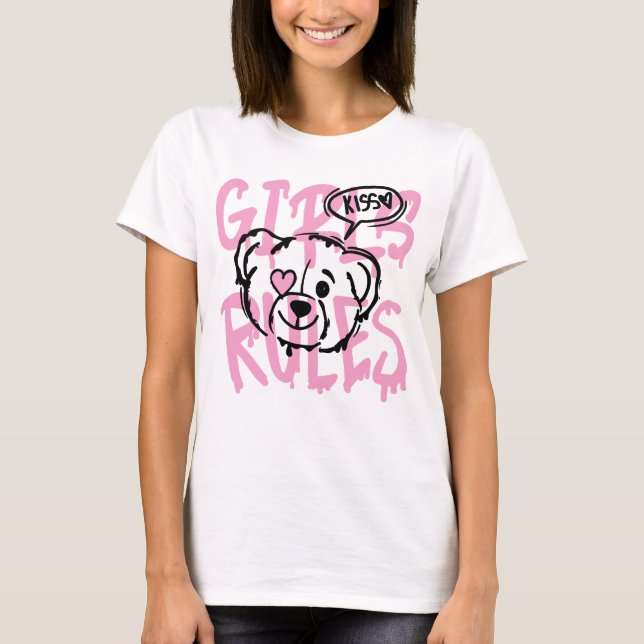 Camiseta Empoderando Mulheres: Arte GIRLS RULES (Frente)