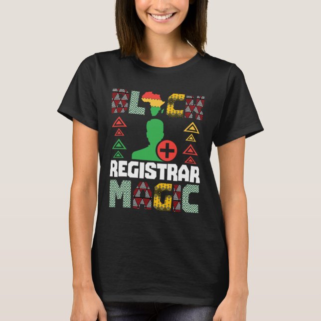 Camiseta Empoderando Registrador Negro Magia Afro-Americano (Frente)