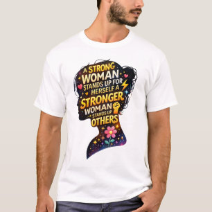 Camiseta Empoderando Silhueta de Mulher Forte Citação – Ins